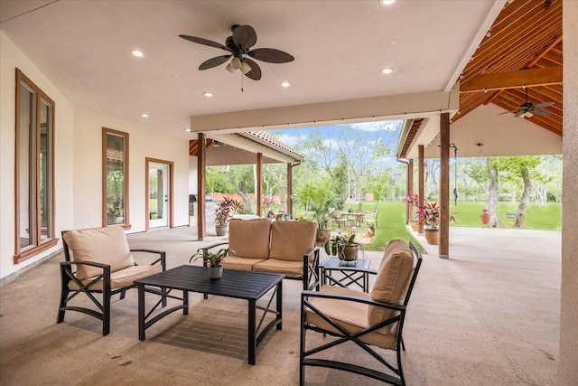 8917 Hawk Rd, Pearland, TX 77584 - view of patio with a ceiling fan and an outdoor living space