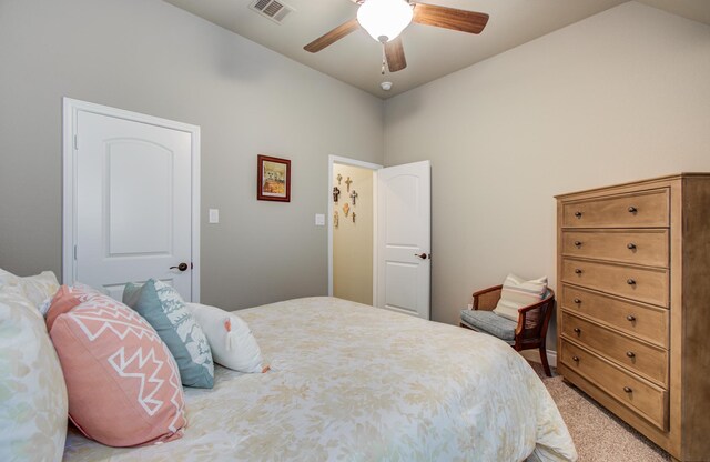 2335 Mayfield Trail Ct, League City, TX 77573 - bedroom featuring lofted ceiling, light colored carpet, and ceiling fan