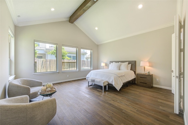 13706 Northwood Meadow Cir, Houston, TX 77077 - bedroom with dark wood-style floors, recessed lighting, baseboards, and ornamental molding