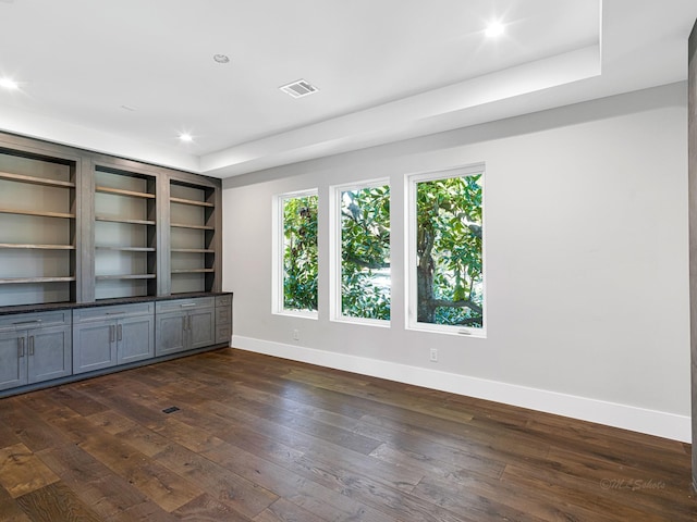 12914 Figaro Dr, Houston, TX 77024 - empty room with baseboards, dark wood-style flooring, and recessed lighting