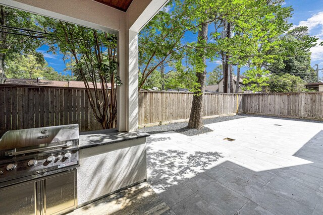 12914 Figaro Dr, Houston, TX 77024 - fenced backyard with a patio and a grill