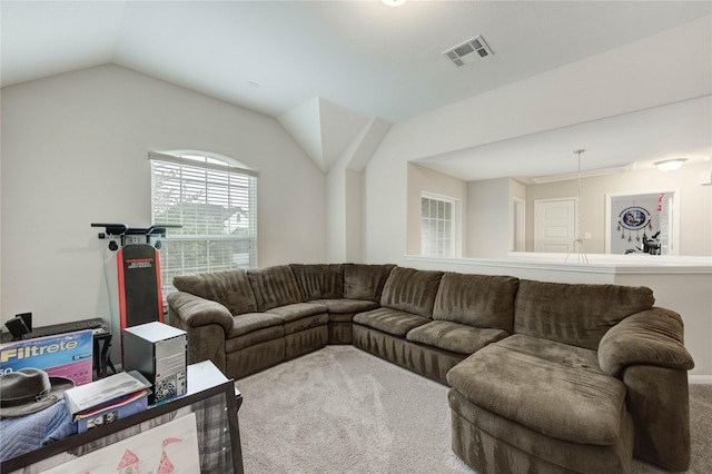 18226 Golden Falls Ln, Spring, TX 77379 - living room with carpet and vaulted ceiling