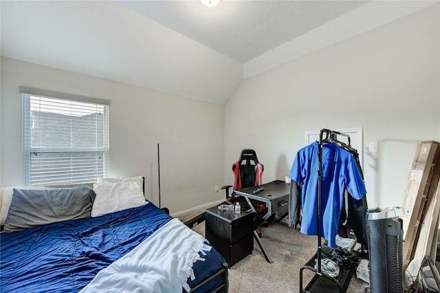 18226 Golden Falls Ln, Spring, TX 77379 - bedroom with carpet floors, lofted ceiling, and baseboards