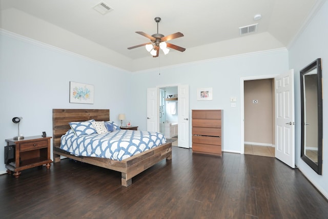 18123 Quarry Vale Dr, Cypress, TX 77429 - bedroom with wood finished floors, crown molding, baseboards, and a ceiling fan