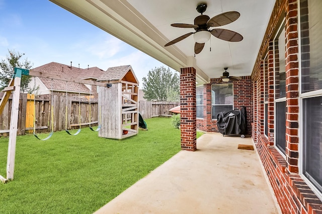 18123 Quarry Vale Dr, Cypress, TX 77429 - view of patio / terrace featuring a ceiling fan