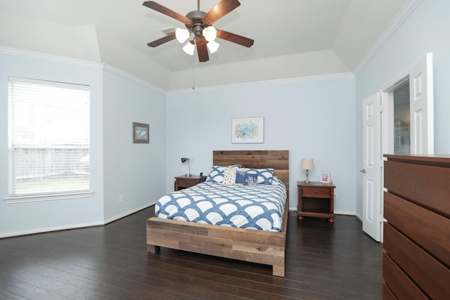 18123 Quarry Vale Dr, Cypress, TX 77429 - bedroom with dark wood finished floors, baseboards, and ceiling fan