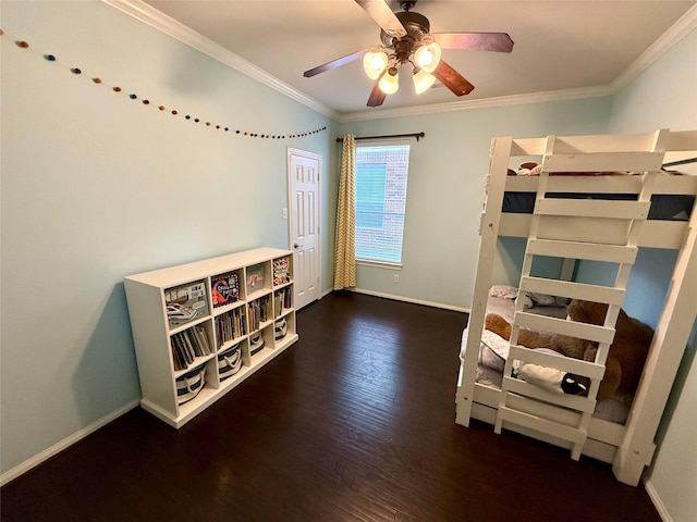 18123 Quarry Vale Dr, Cypress, TX 77429 - bedroom featuring wood finished floors, crown molding, baseboards, and a ceiling fan