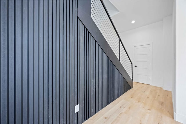 2206 Bleker St, Houston, TX 77026 - staircase featuring wood finished floors and recessed lighting