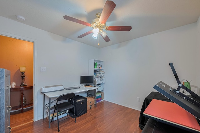 1810 Macondray Dr, Humble, TX 77396 - office space featuring wood finished floors, a ceiling fan, and baseboards
