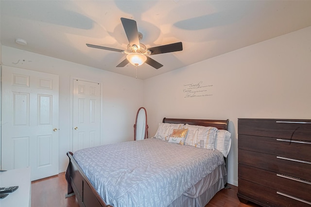 1810 Macondray Dr, Humble, TX 77396 - bedroom with dark wood-style flooring and ceiling fan