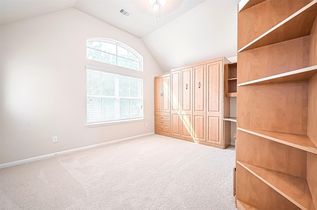 18827 Waverly Springs Ln, Cypress, TX 77429 - walk in closet with lofted ceiling, carpet floors, and ceiling fan