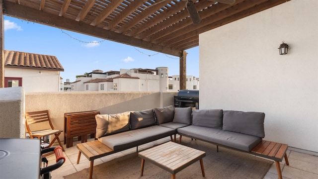 5215 Feagan St Unit A, Houston, TX 77007 - view of patio / terrace with an outdoor hangout area, area for grilling, a residential view, and a pergola