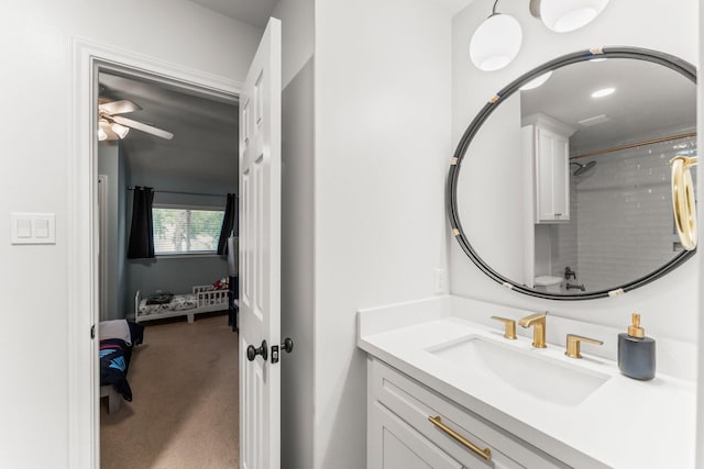 14 Brywood Pl, The Woodlands, TX 77382 - bathroom with vanity and a ceiling fan
