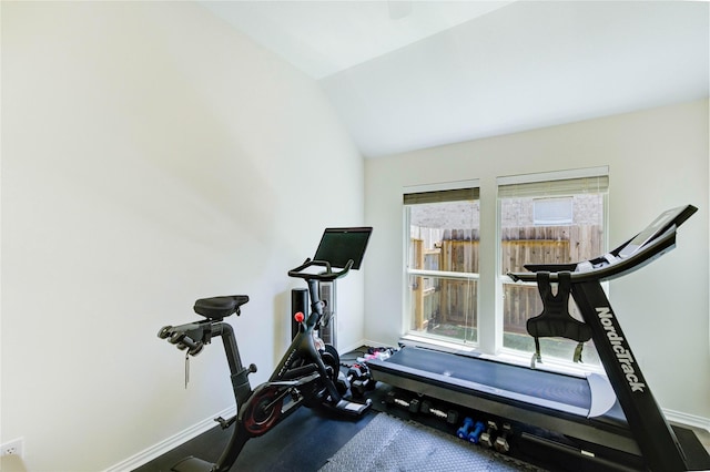 12006 Bright Landing Ct, Pearland, TX 77584 - exercise area with baseboards and lofted ceiling