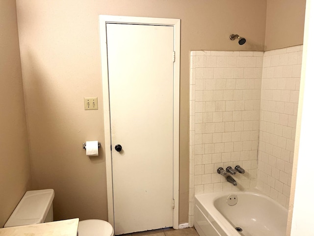 21007 Rivershadows Ln, Spring, TX 77388 - bathroom featuring toilet, tub / shower combination, tile patterned flooring, and vanity