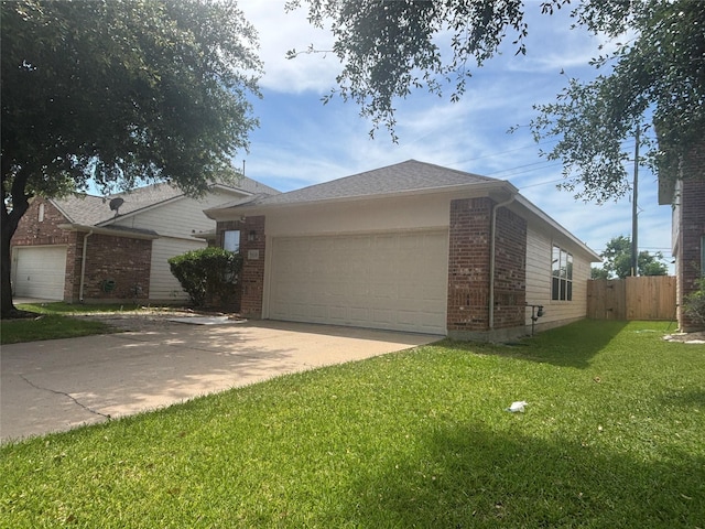 7415 Bering Landing Dr, Cypress, TX 77433 - ranch-style house with brick siding, an attached garage, and concrete driveway