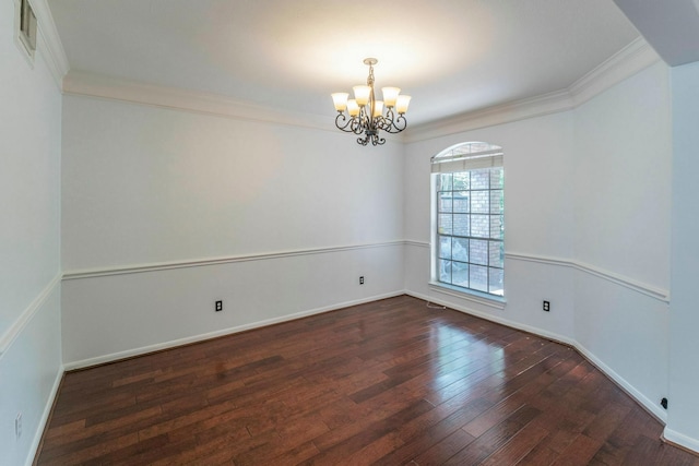 5407 Lake Place Dr, Houston, TX 77041 - empty room with hardwood / wood-style floors, a chandelier, ornamental molding, and baseboards