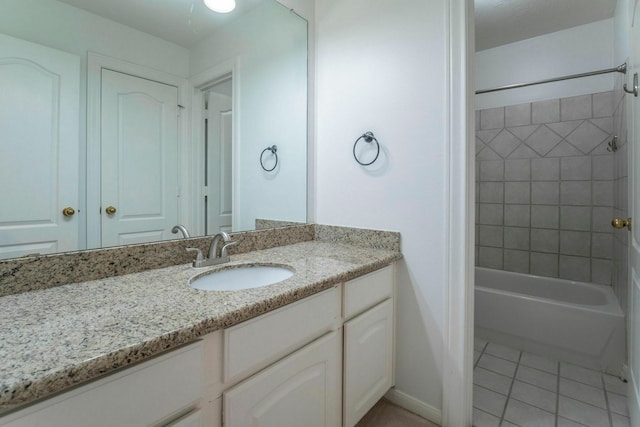 5407 Lake Place Dr, Houston, TX 77041 - bathroom with vanity, tile patterned flooring,  shower combination, and baseboards