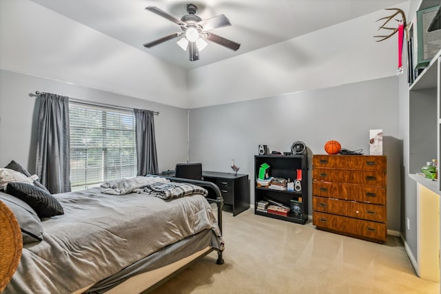 16342 Granite Park Ct, Cypress, TX 77429 - carpeted bedroom featuring vaulted ceiling and ceiling fan