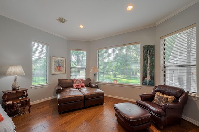 12214 Francel Ln, Cypress, TX 77429 - living room featuring crown molding, hardwood / wood-style flooring, and recessed lighting