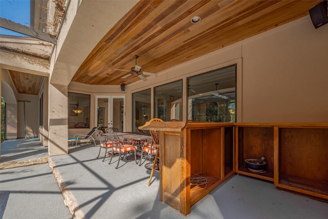 12214 Francel Ln, Cypress, TX 77429 - view of patio / terrace featuring a ceiling fan and french doors