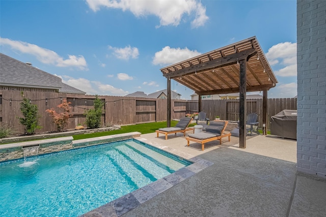 29118 Sage Trace Ct, Fulshear, TX 77441 - view of pool with a pergola, a patio, a fenced backyard, and a grill