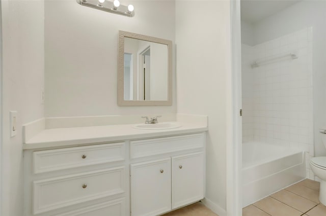 8718 Maplecrest Dr, Houston, TX 77099 - full bath with toilet, vanity, tile patterned floors, and shower / washtub combination