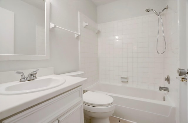 8718 Maplecrest Dr, Houston, TX 77099 - bathroom with vanity, toilet, and shower / bath combination