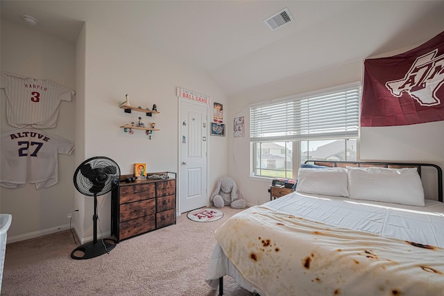 308 Morning Dove Trl, Sealy, TX 77474 - bedroom featuring carpet floors, vaulted ceiling, and baseboards