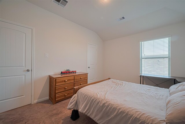 308 Morning Dove Trl, Sealy, TX 77474 - bedroom with vaulted ceiling, light carpet, and baseboards