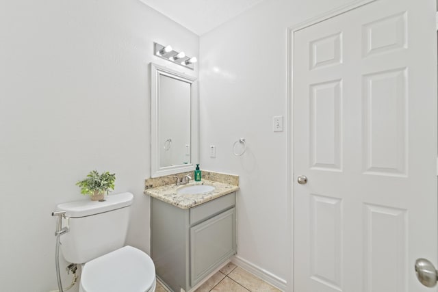 13911 Fraser Lake Ln, Houston, TX 77083 - bathroom featuring vanity, tile patterned floors, toilet, and baseboards