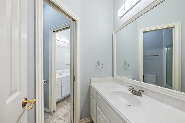 22719 Arbor Stream Dr, Katy, TX 77450 - full bath with vanity, tile patterned floors, toilet, and curtained shower