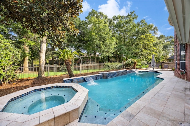 22719 Arbor Stream Dr, Katy, TX 77450 - view of swimming pool featuring an in-ground hot tub, a fenced backyard, and a patio area