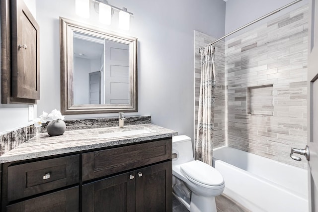 4322 Cannondale Ln, Katy, TX 77450 - full bathroom featuring toilet, vanity, and shower / bathtub combination with curtain