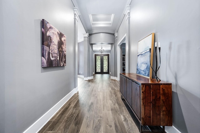 4322 Cannondale Ln, Katy, TX 77450 - hall featuring wood finished floors, ornamental molding, and baseboards