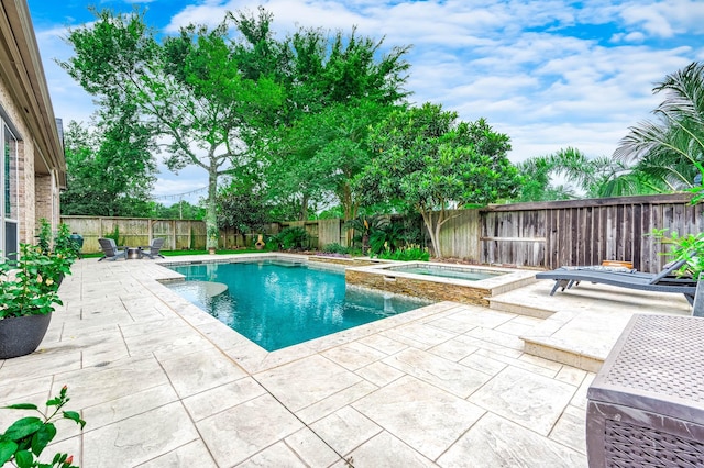 4322 Cannondale Ln, Katy, TX 77450 - view of pool featuring a patio area, a fenced backyard, and a pool with connected hot tub