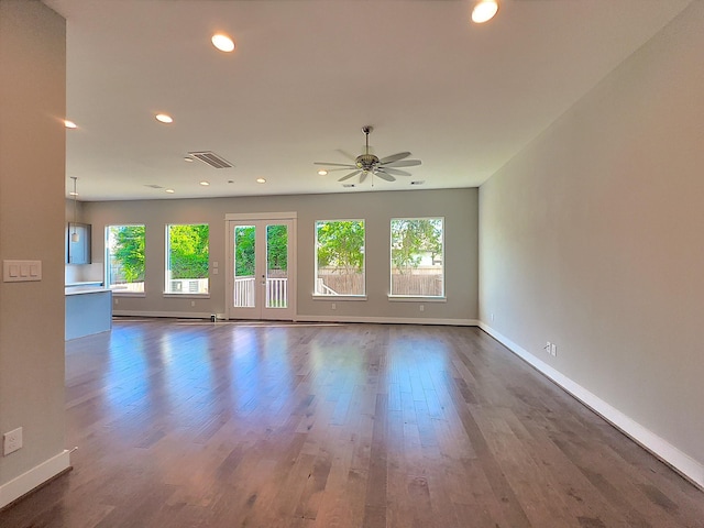418 Yale Oaks Ln, Houston, TX 77091 - unfurnished room featuring wood finished floors, baseboards, ceiling fan, and recessed lighting