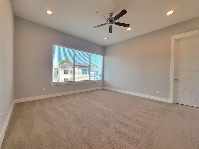 418 Yale Oaks Ln, Houston, TX 77091 - empty room with recessed lighting, light carpet, ceiling fan, and baseboards