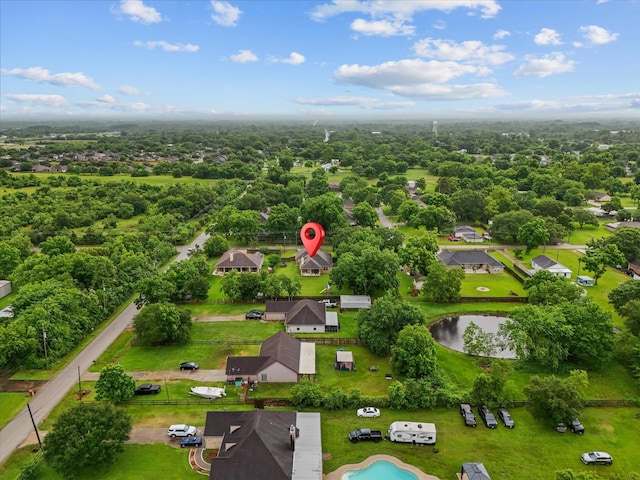 12008 7th St, Santa Fe, TX 77510 - aerial perspective of suburban area featuring a large body of water
