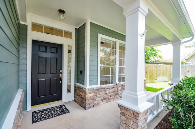 7919 Clarion Way, Houston, TX 77040 - property entrance with a porch and stone siding