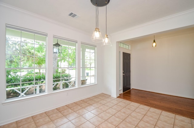 7919 Clarion Way, Houston, TX 77040 - spare room featuring crown molding, light tile patterned floors, and baseboards
