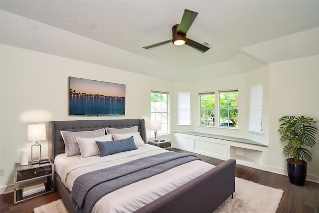 7919 Clarion Way, Houston, TX 77040 - bedroom with wood finished floors, baseboards, and a ceiling fan