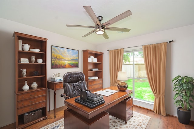 7919 Clarion Way, Houston, TX 77040 - office area featuring a ceiling fan and light wood-style floors