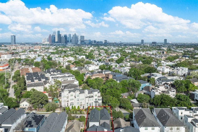 1724 Ridgewood St, Houston, TX 77006 - view of property location with property parcel outlined and city skyline