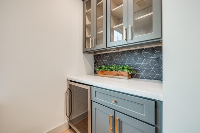 1724 Ridgewood St, Houston, TX 77006 - bar area with decorative backsplash and beverage cooler