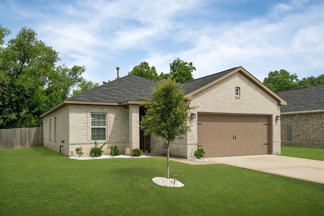 7315 Parkview Dr, Hitchcock, TX 77563 - view of front of home with brick siding, driveway, a garage, and roof with shingles