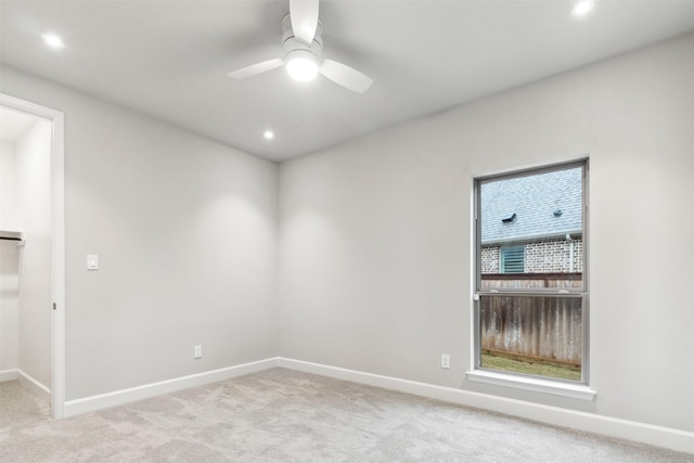 11439 Bush Clover Dr, Cypress, TX 77433 - unfurnished room featuring baseboards, ceiling fan, light carpet, and recessed lighting