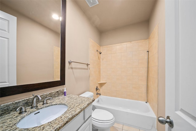 2804 Sherwin St, Houston, TX 77007 - full bath featuring toilet, vanity, shower / washtub combination, and tile patterned floors