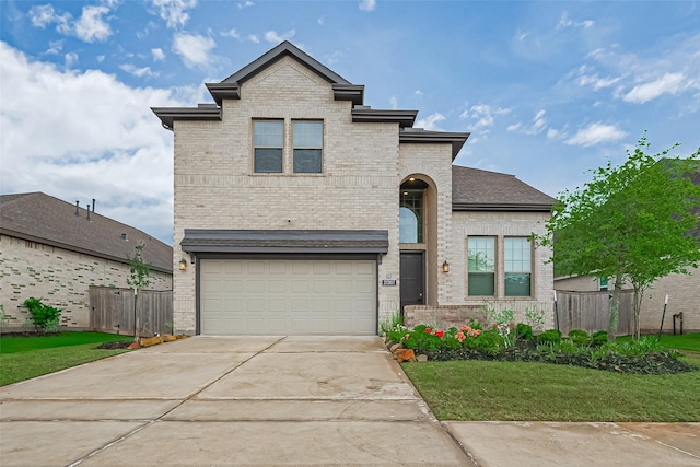 21307 Metallic Blue Dr, Cypress, TX 77433 - view of front facade featuring an attached garage, brick siding, and concrete driveway