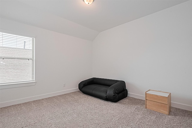 21307 Metallic Blue Dr, Cypress, TX 77433 - living area with baseboards, carpet flooring, and lofted ceiling